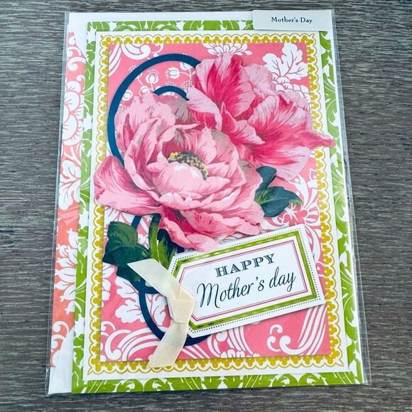 Anna Griffin Vintage Pink Green Floral Mother’s Day Premium Greeting Card - Picture 1 of 2